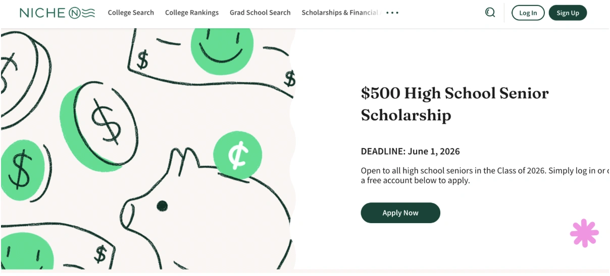 Scholarship for high school students #7: Niche's $500 High School Senior Scholarship