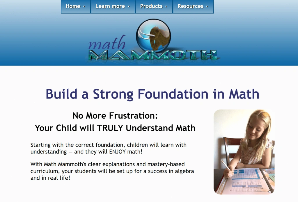 Math Mammoth homeschool math curriculum for ADHD
