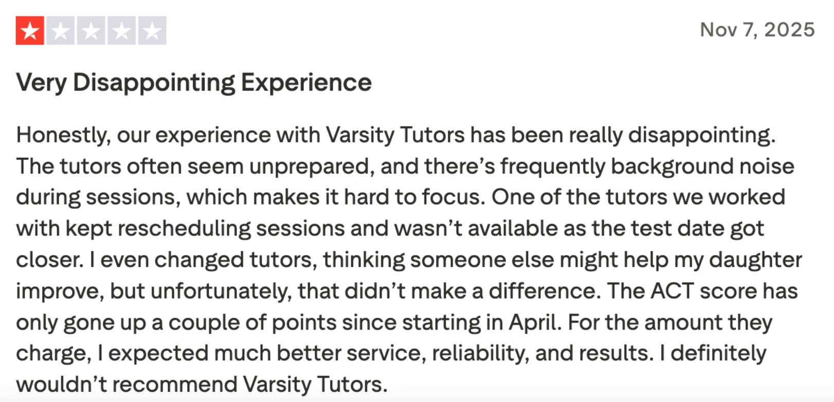 Inconsistent Tutor Quality/Progress