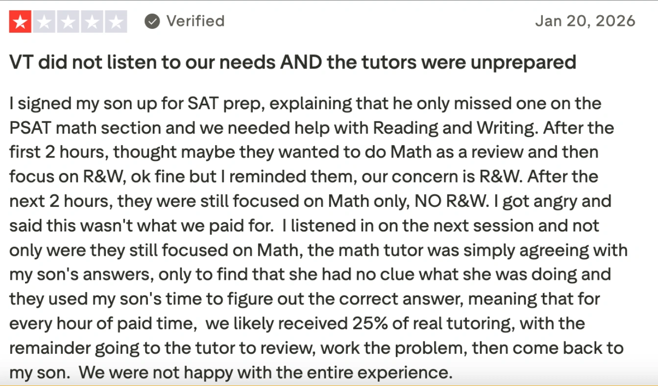 Varsity Tutors rating: Effectiveness and results
