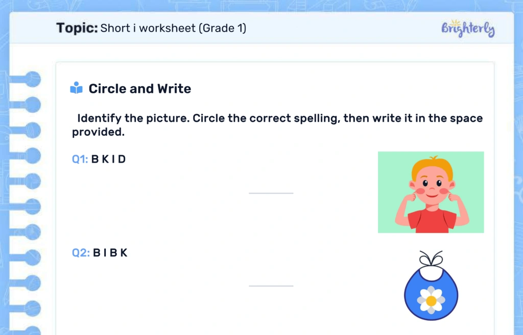 Short-i-worksheet-grade-1