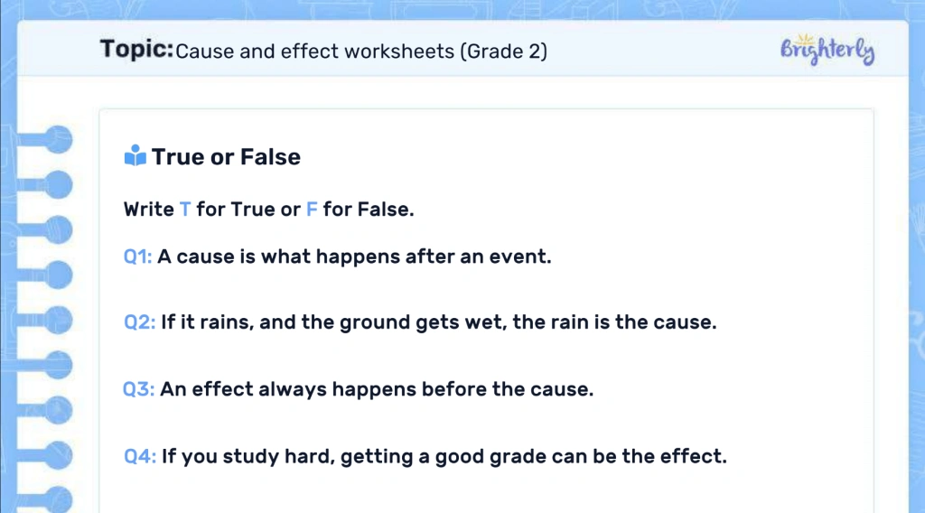 2nd grade cause and effect worksheets: Examples