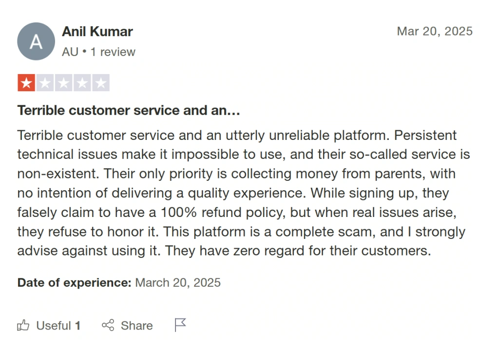 Another parent had very similar complaints