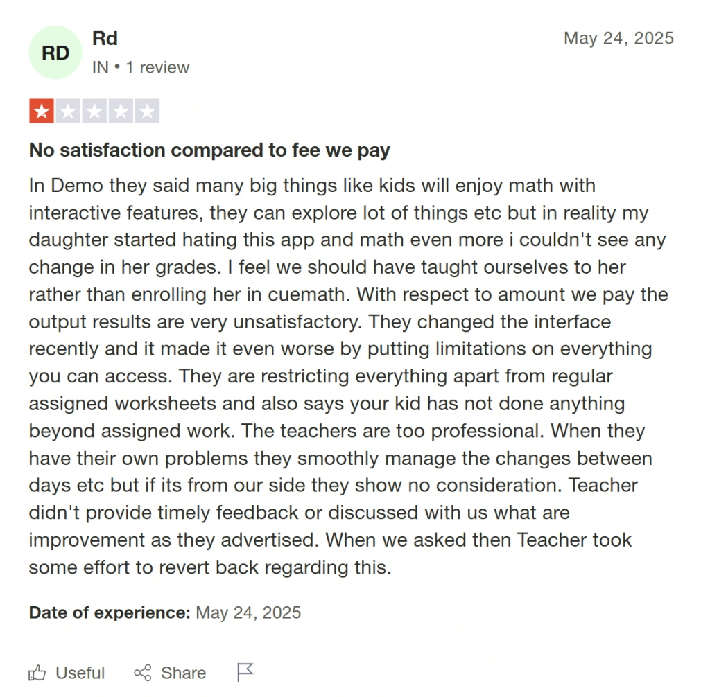 Take a look at this negative Cuemath review