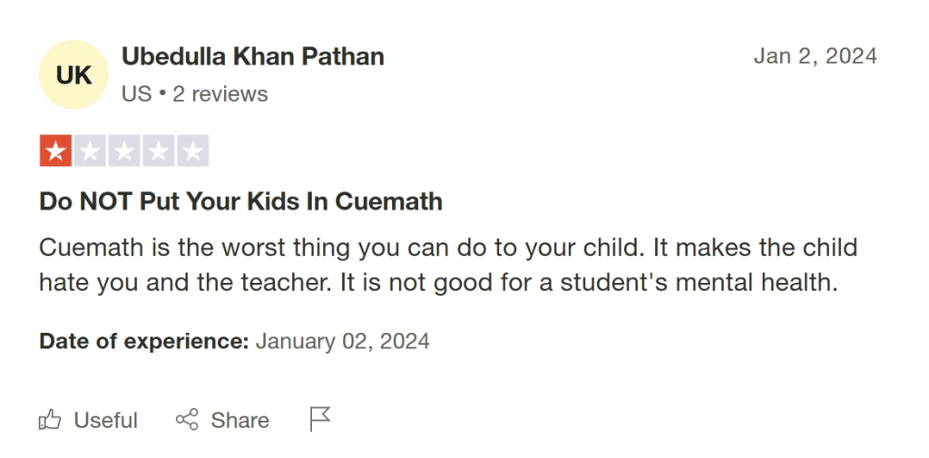 Cuemath reviews complaints by parents and students