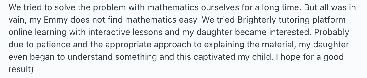 Brighterly reviews from parents