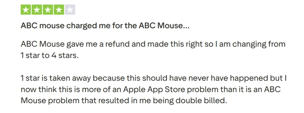 Reviews on ABC mouse: Customer service
