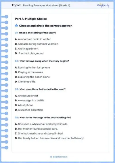 Image -6th Grade Reading Passages Free in PDF