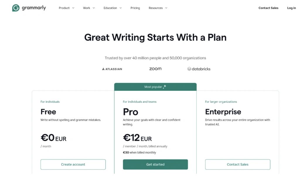 Grammarly: Pricing