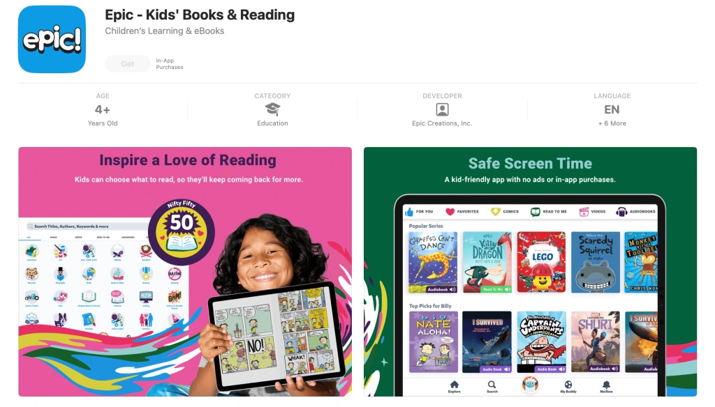 #10 Epic! stands out among the apps that help with reading