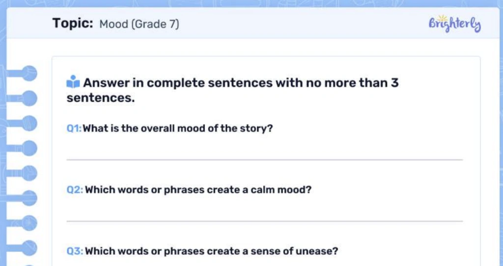 Mood tracker worksheet: Examples