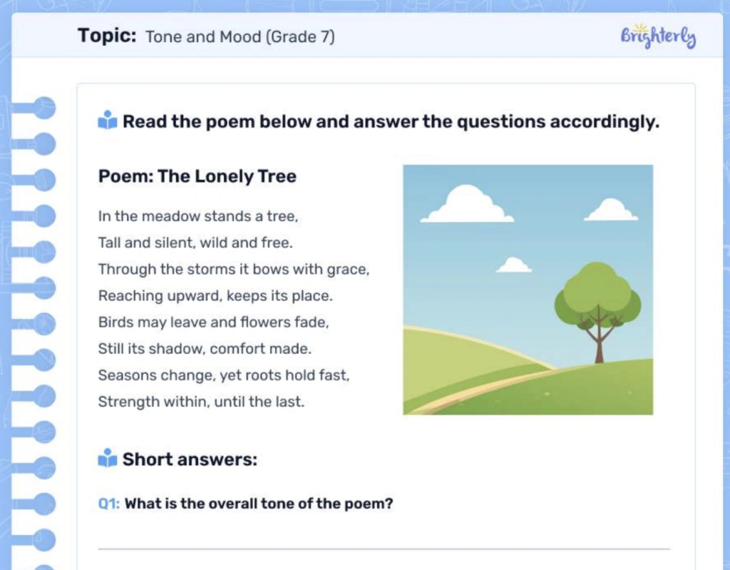 Mood and tone worksheets: Examples