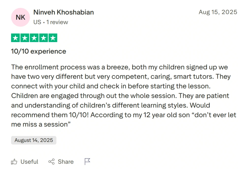 Brighterly reviews by parents