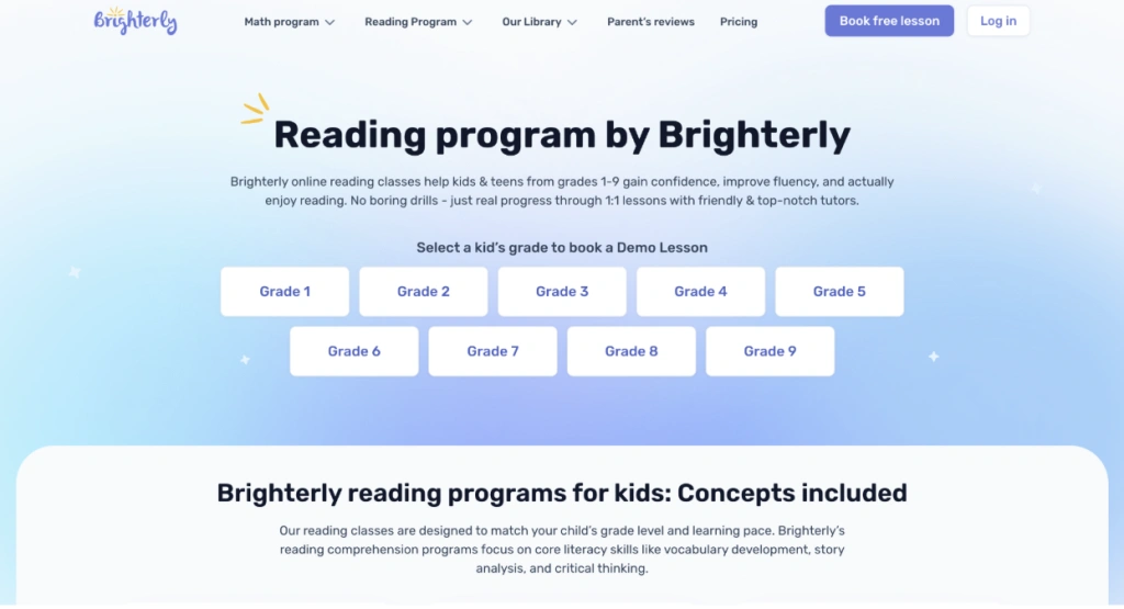 Best ELA teacher: Brighterly reading and math platform