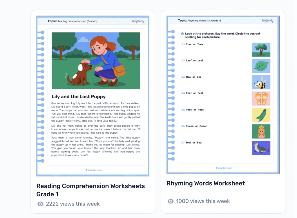 A great free alternative to learn to read apps – Brighterly reading worksheets