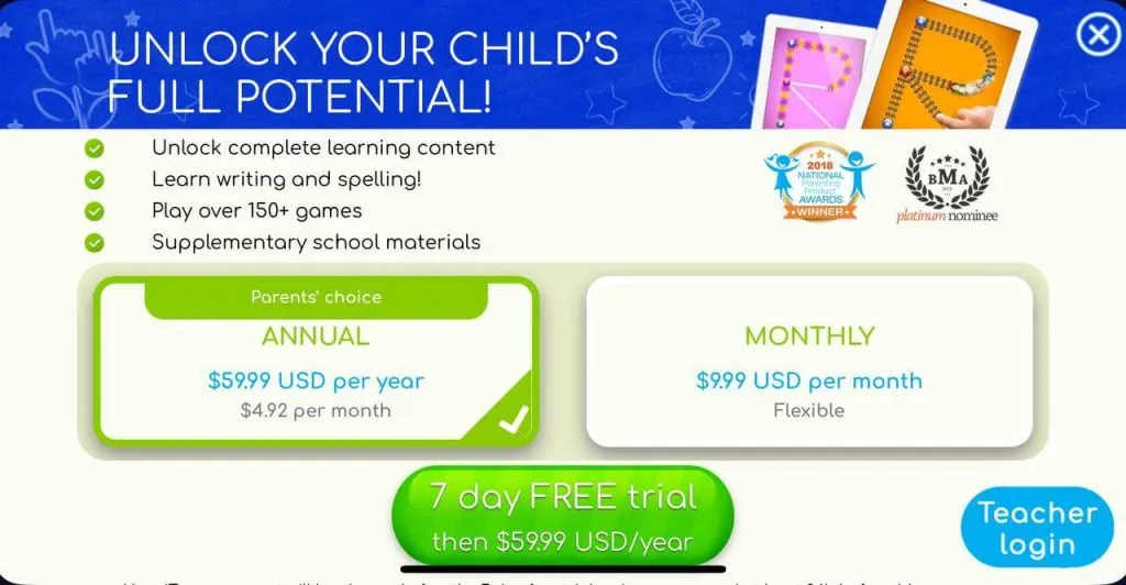 LetterSchool: Pricing