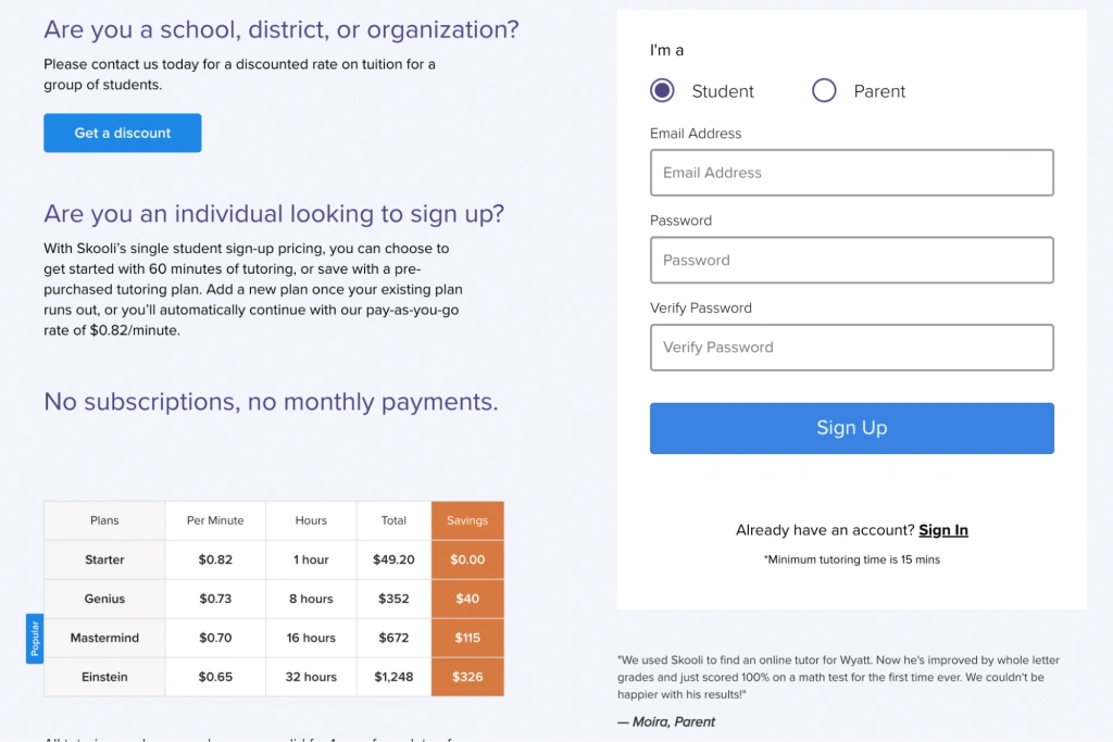 Skooli: Pricing