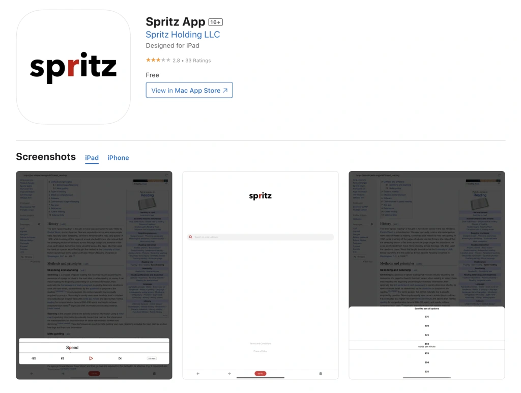 Spritz speed reading tool