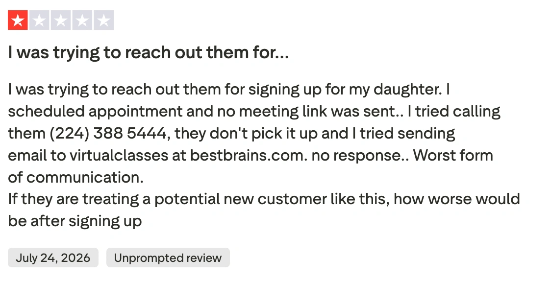 Best Brains Reviews: Customer Support