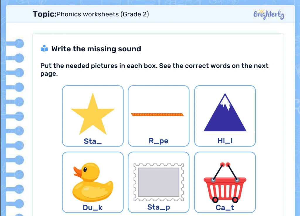 Phonics activity for kids #1: Worksheets for practice