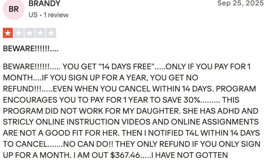 Time4Learning complaints