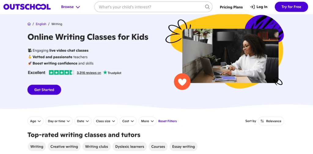 Outschool writing curriculum for homeschool