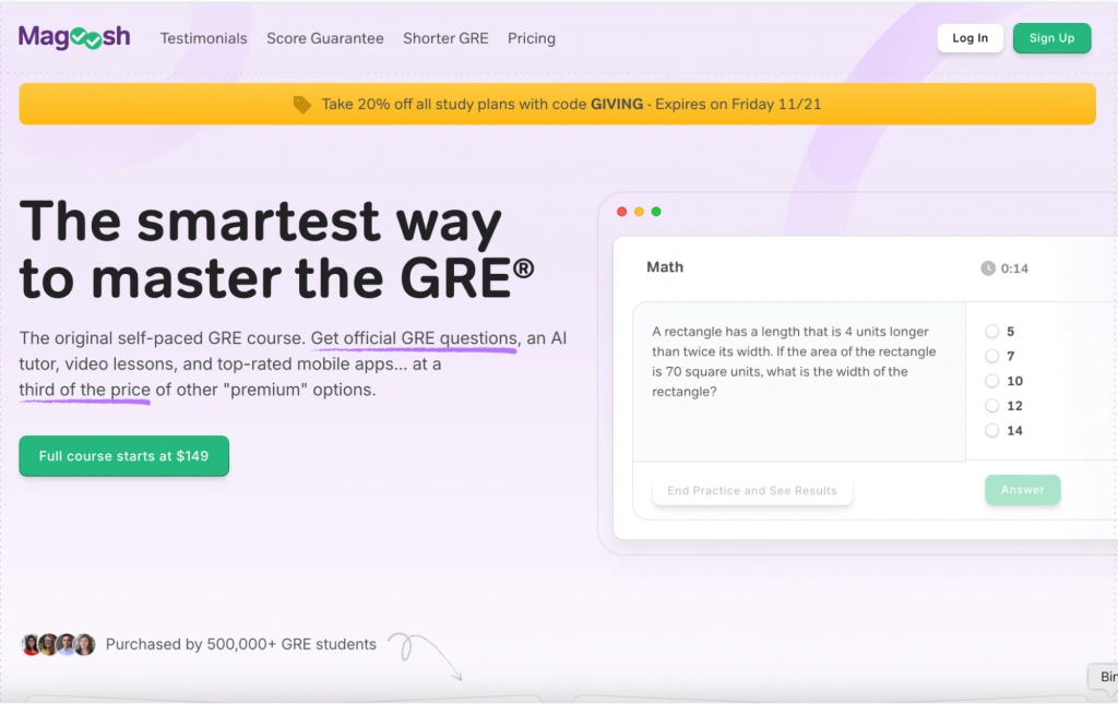 Magoosh Vocabulary App (free version)