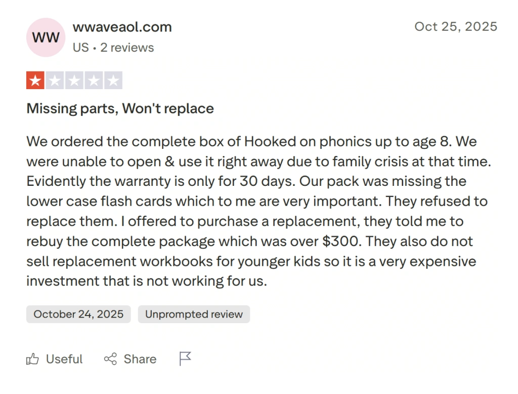 Reasons to cancel Hooked on Phonics subscription