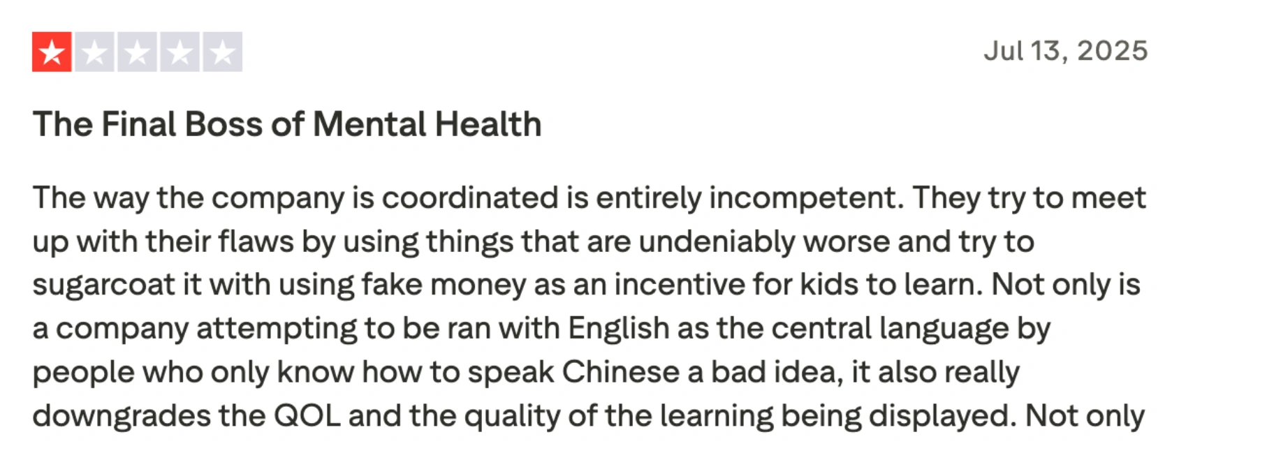 What parents and students find uncomfortable about Think Academy