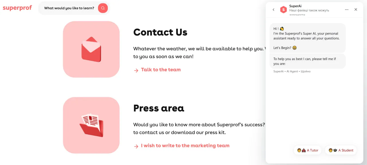 Reviews Superprof: Connect support — when you need help