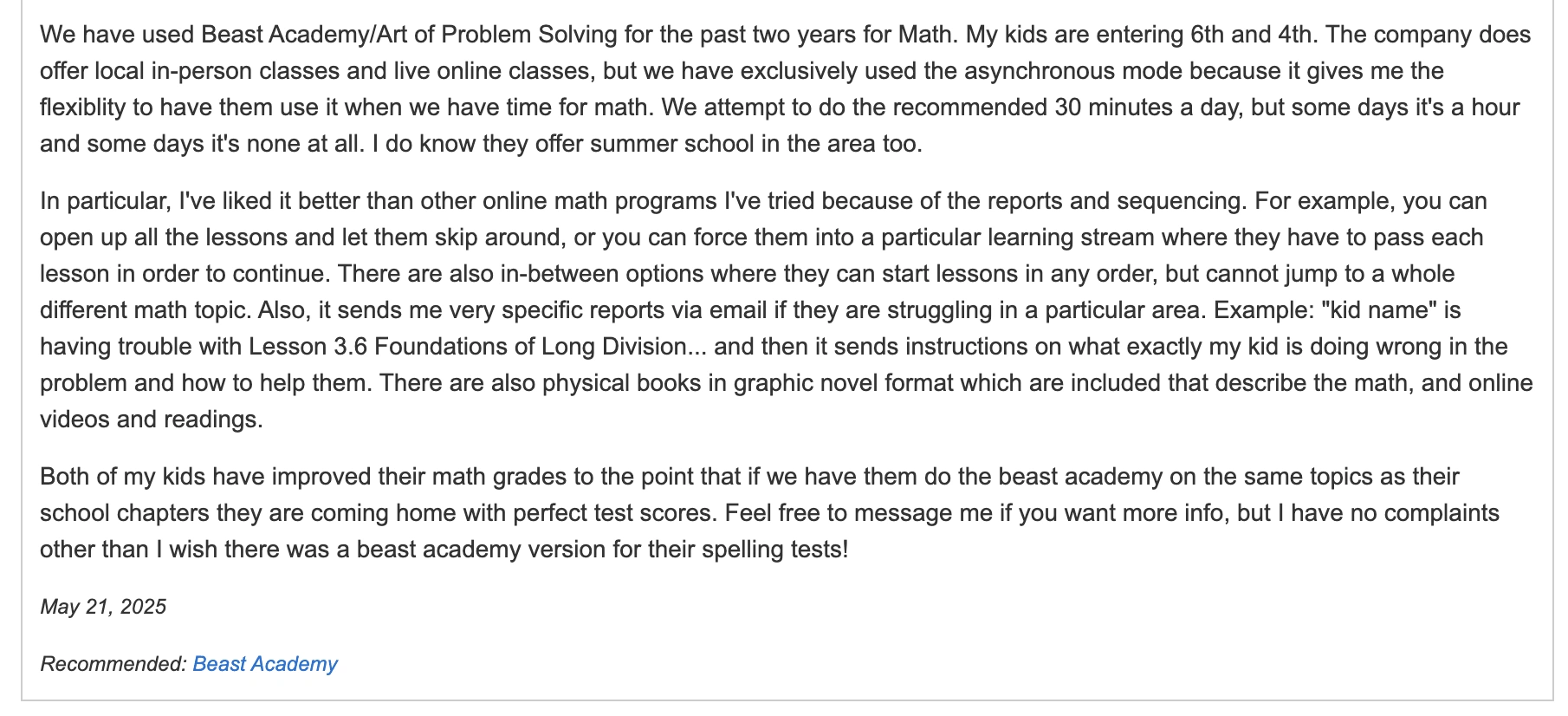 What are the pros and cons of Beast Academy?