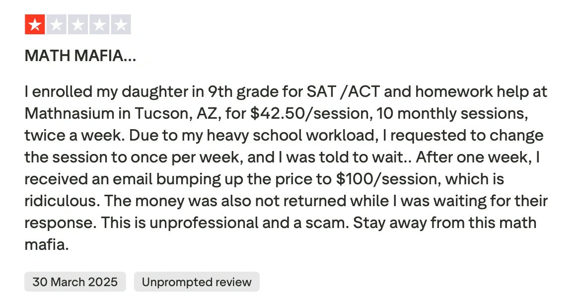 What is the cost of Mathnasium?