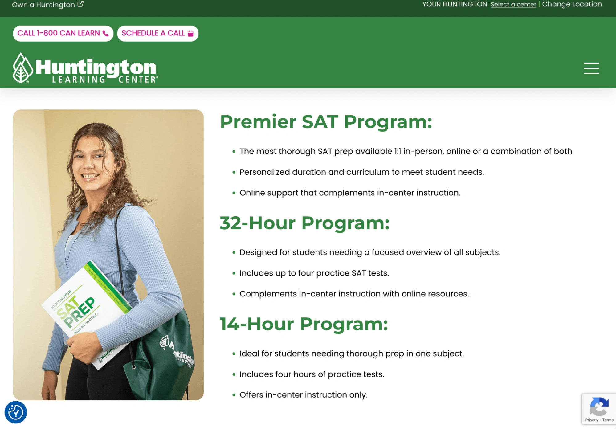 Huntington Learning Center cost per month