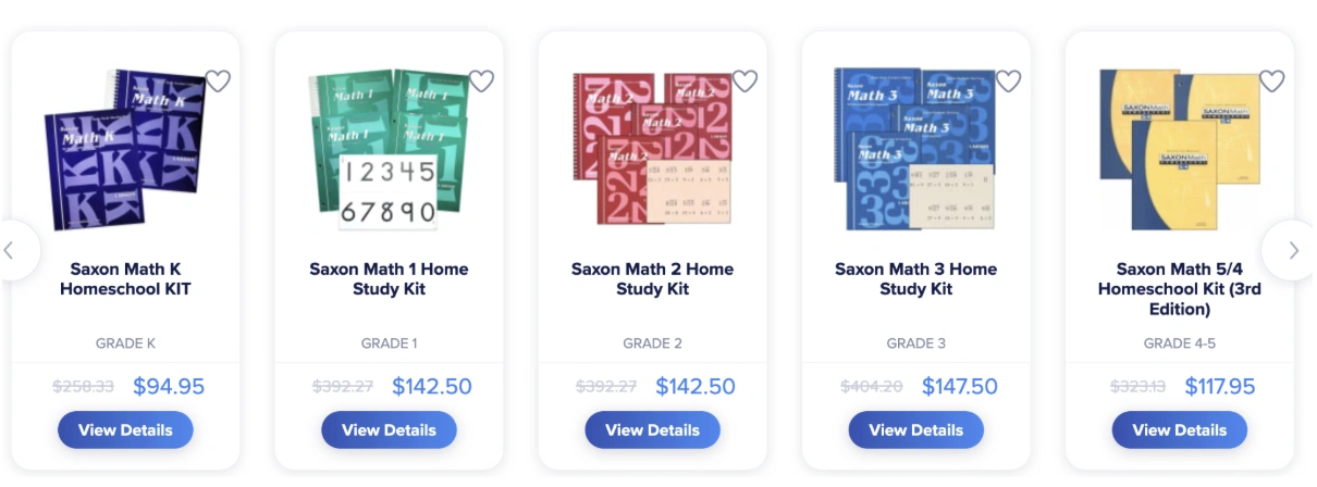 Saxon Math pricing