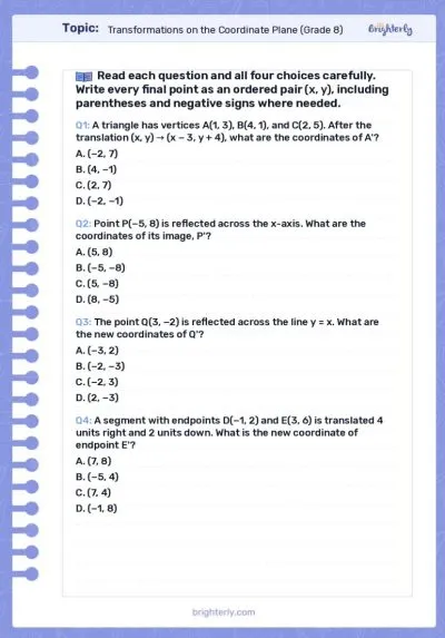 Transformation Reflection Worksheet.pdf Free Transformations Worksheet: Master Rigid Motions PDF