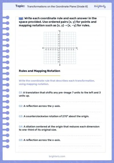 Transformation Reflection Worksheet.pdf Free Transformations Worksheet: Master Rigid Motions PDF