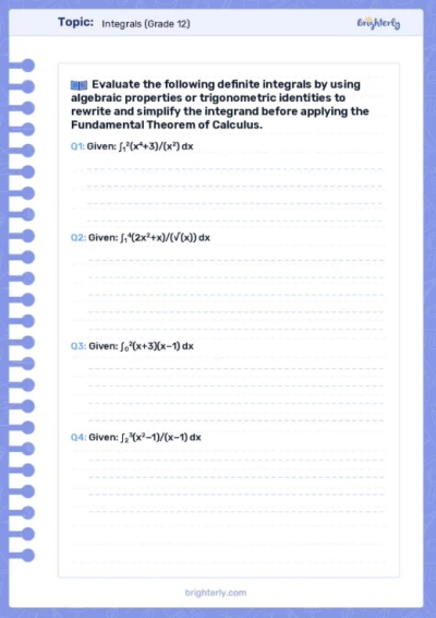 Integrals Worksheets