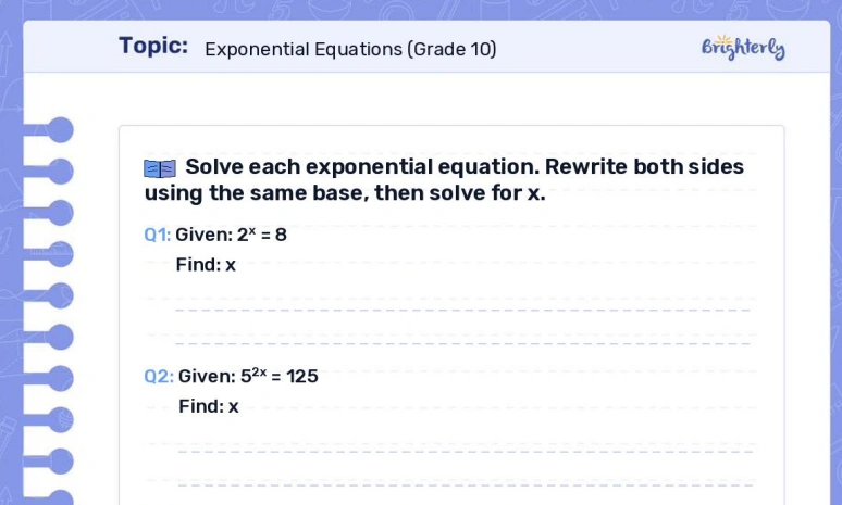 Download Exponential Equations Worksheet PDFs