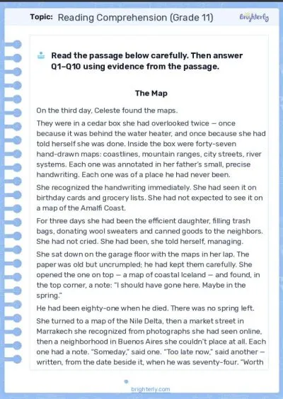11th Grade Reading Comprehension Worksheets