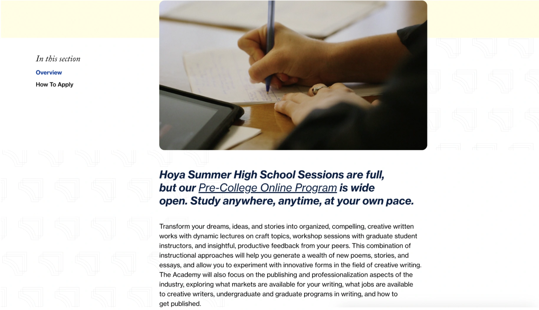 Georgetown University | Creative Writing Academy