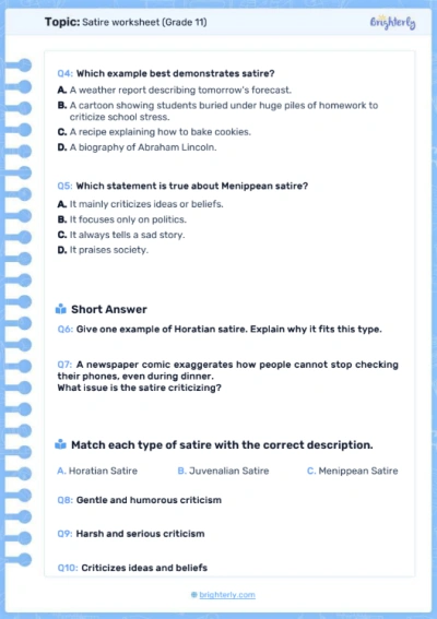 Satire Worksheets