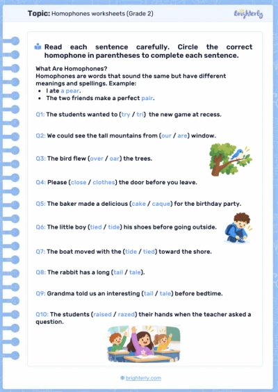 Image -Homophones Worksheets